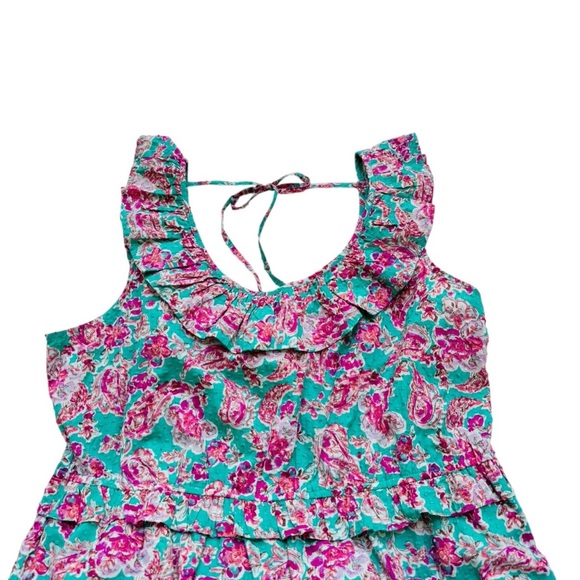 J. Crew Pink Floral Swiss Dot Ruffle Tiered Midi Dress Sz 18 - Picture 6 of 8